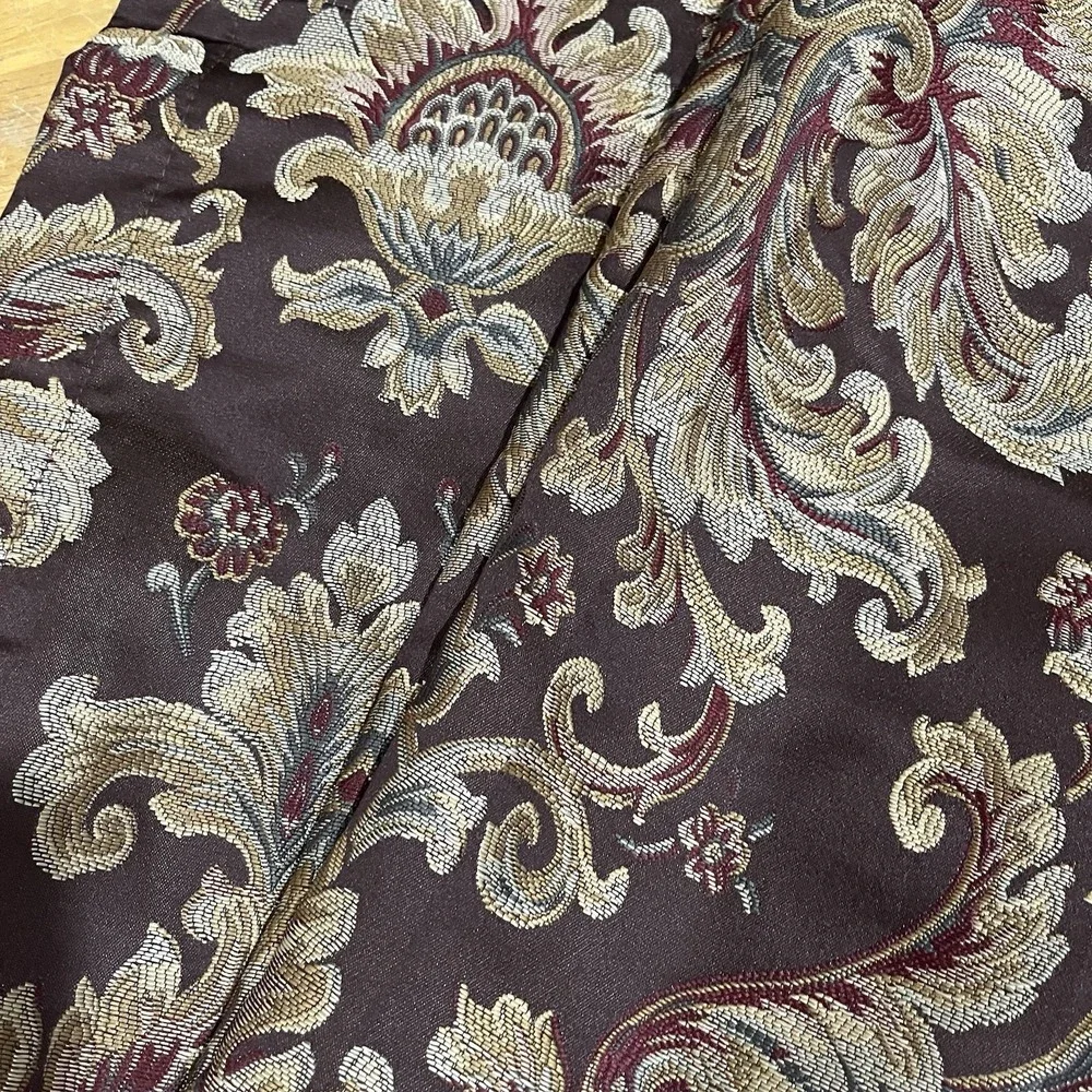 Croscill‎ Curtain Panels Chocolate Brown Gold Jacobean Tie Back Set Of 2 42x84